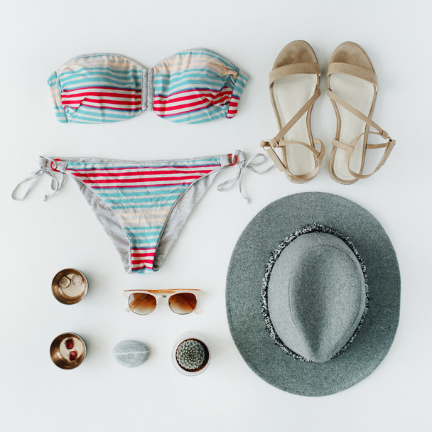 female summer clothes and accessories collage - Photo, Image