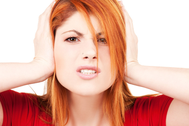 Unhappy redhead woman - Foto, Bild