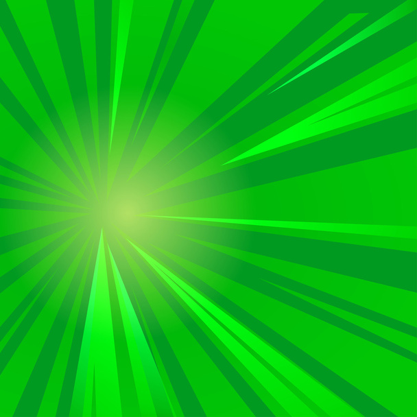 grüner Comic-Hintergrund mit beweglichen Strahlen. Vektor illustr - Vektor, Bild