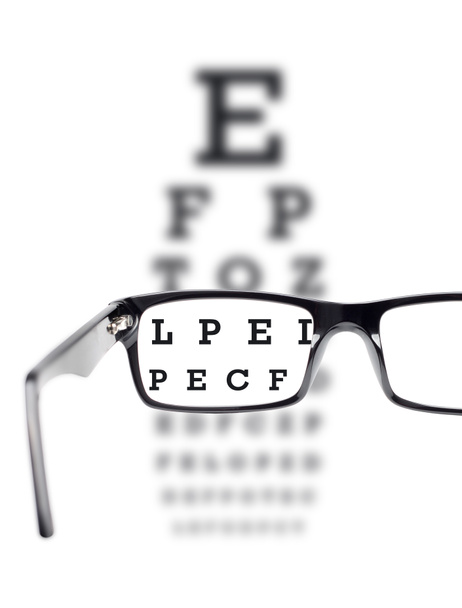 Sight test seen through eye glasses - Photo, Image