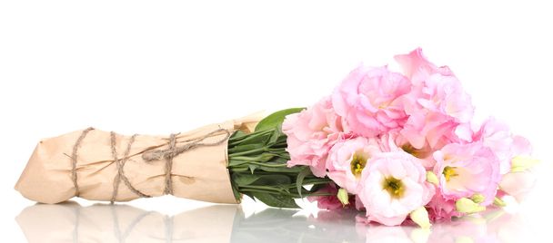 Bouquet of eustoma flowers, isolated on white - Фото, изображение