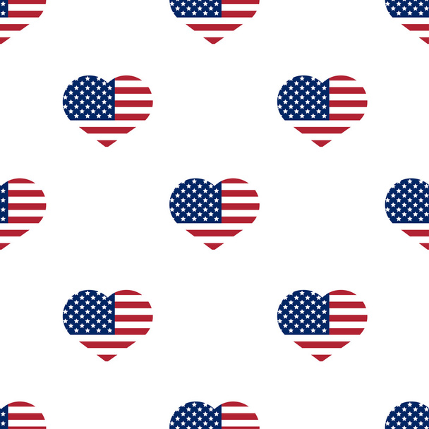 American flag heart pattern. Heart pattern on white background. Vector image of United States flag. - Vetor, Imagem