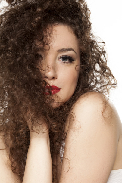 girl with curly hair - 写真・画像