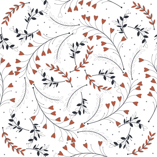 Motif sans couture avec des feuilles et des branches sur fond blanc
 - Vecteur, image