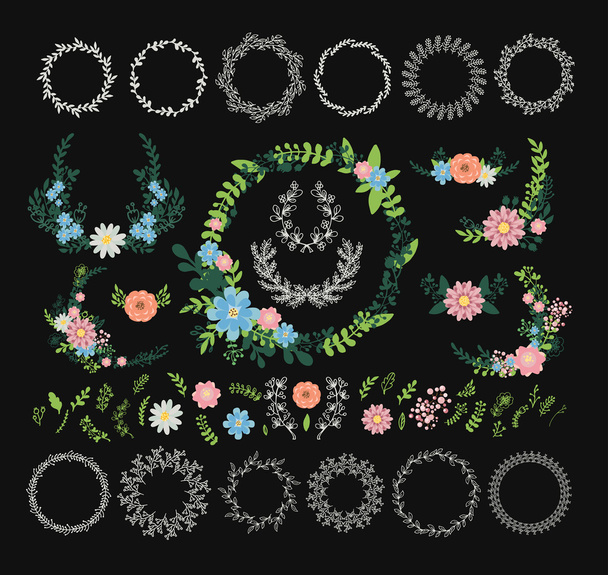 Floral wreath decoration - Vector, imagen