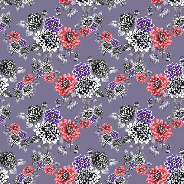 pattern with garden flowers  - Foto, immagini