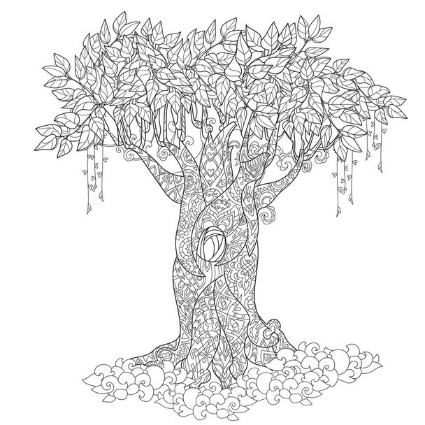 Cute fairy tale tree from magic forest - Vector, Image