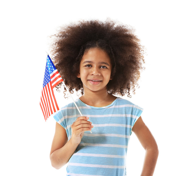 girl and American flag - Photo, Image