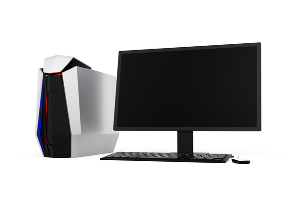 Gaming computer isolated on white background - Photo, Image