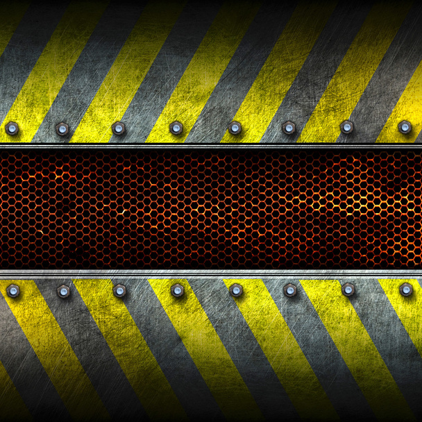 grunge metal and rust mesh with yellow painted. 3d illustration. - Φωτογραφία, εικόνα