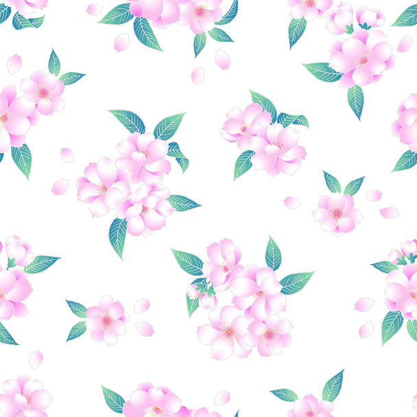 Japanese style cherry blossom pattern - Vektör, Görsel