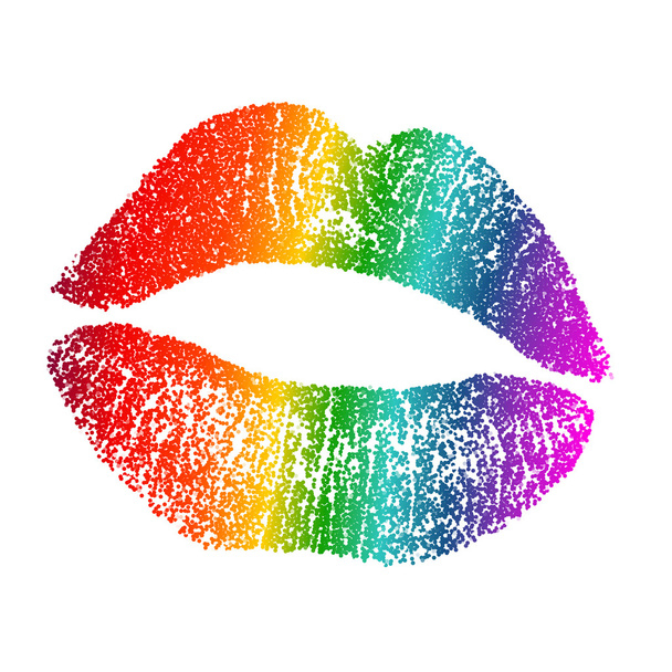 Womans lip dotted set. Girl mouths close up with red lipstick makeup. EPS vector. - Vector, Image