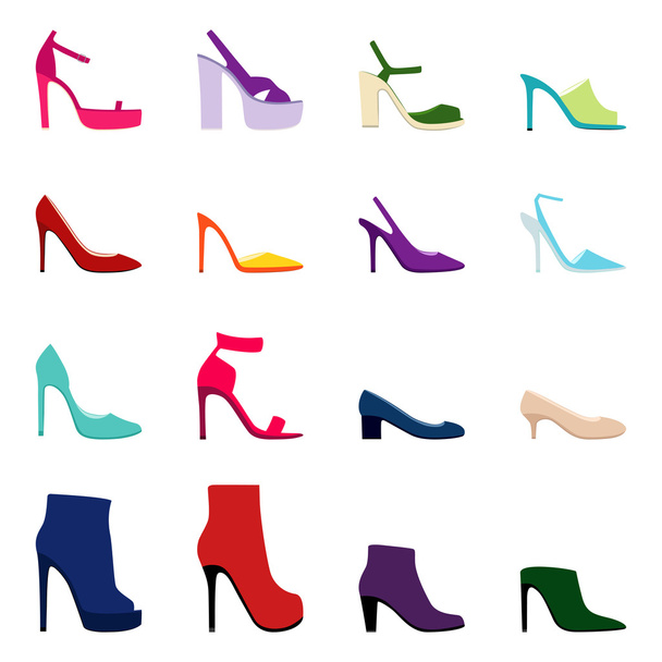 Set of women shoes, vector illustration - Vector, Image