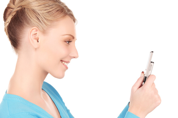 Happy woman with cell phone - Foto, Imagem