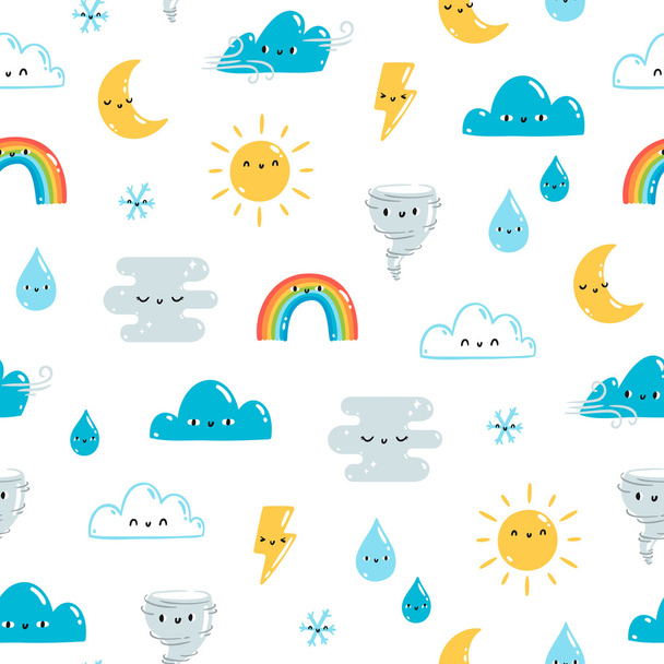 Fun weather pattern on white background - Vector, Image