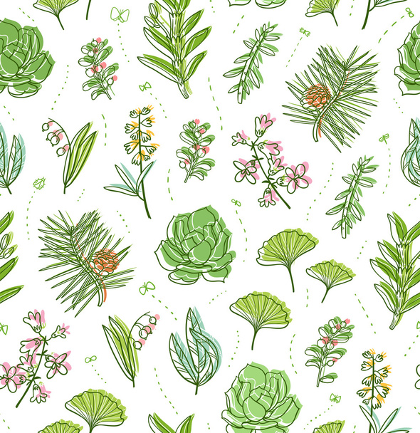 Belo padrão de ilustrações florais
 - Vetor, Imagem