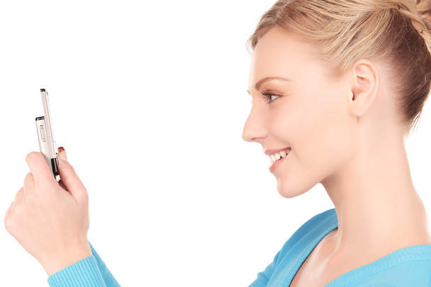 Happy woman with cell phone - Foto, Bild