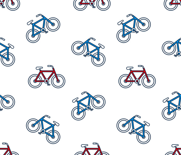 Seamless background pattern of colored bicycles - Vektör, Görsel