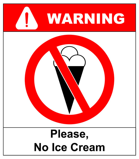 Imagen de cono de helado, detrás de NO signo, sobre fondo blanco Vector símbolo
 - Vector, Imagen