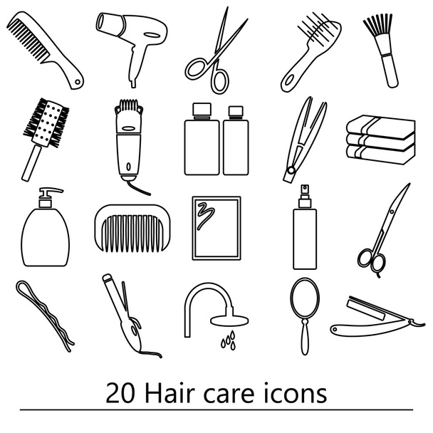 тема догляду за волоссям чорна проста контурна іконка набір eps10
 - Вектор, зображення