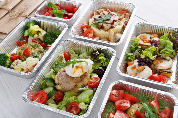 Sağlıklı gıda kutularında, diyet kavramı. - Fotoğraf, Görsel