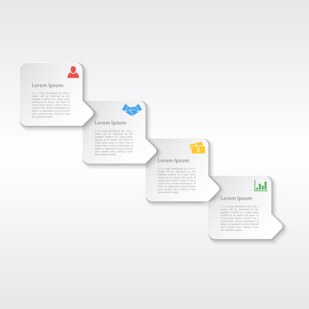 quatre étapes séquence infographie mise en page concept papier blanc style vectoriel illustration
 - Vecteur, image