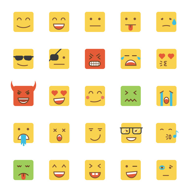 flaches Design Emoji-Quadrat - Vektor, Bild