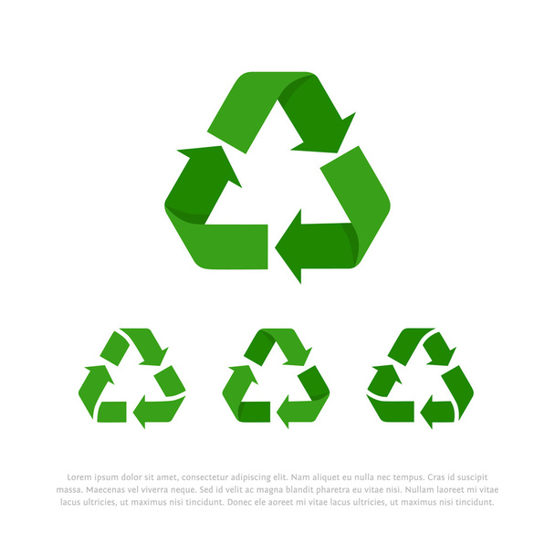 Σύνολο τέσσερα σύμβολα ανακύκλωσης επίπεδη απομονωμένες διάνυσμα, εικονίδια - Διάνυσμα, εικόνα