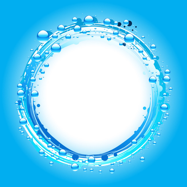 Burbujas de agua borde sobre azul
  - Vector, imagen