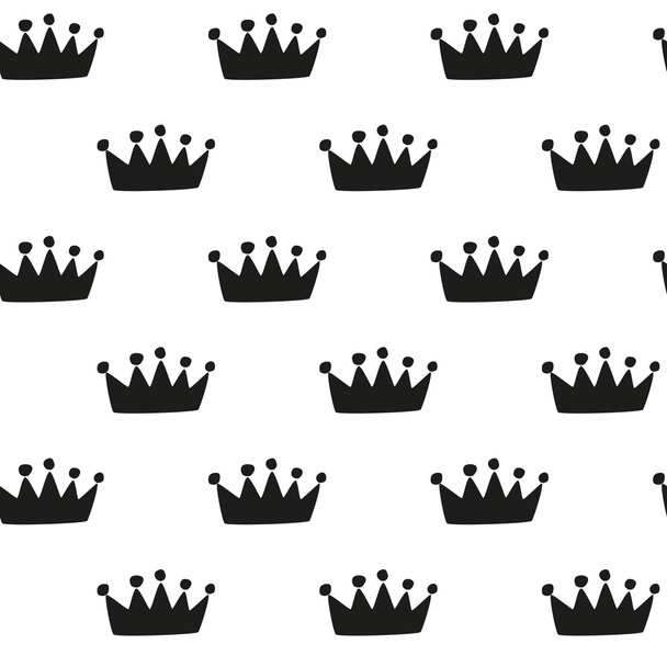 Hand drawn crown - seamless pattern - Vector, Image