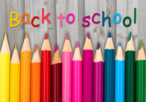 Pencil Crayons with text Back to School - Photo, Image