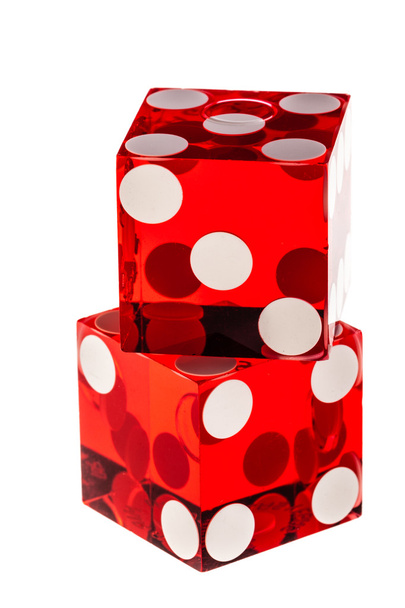 Red dice on white - 写真・画像