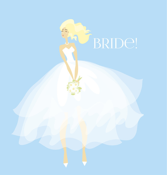 elegantní nevěsta s bílým oblečtem. bílý průhledný závoj švec - Vektor, obrázek