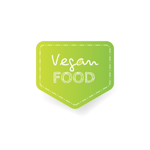 Cartoon-Doodle-Vektor handgezeichneter Logo-Aufkleber. Veganes Essen - Vektor, Bild