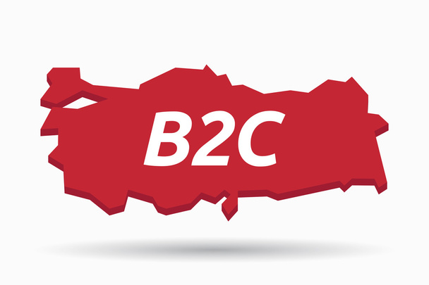 Mapa na białym tle Turcja z tekstem B2c - Wektor, obraz