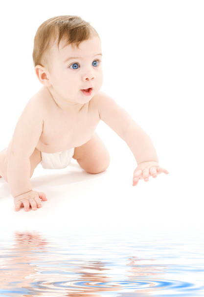 Crawling baby boy in diaper - Photo, Image