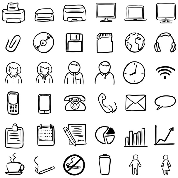 Black Doodle Icons - Vector, Image