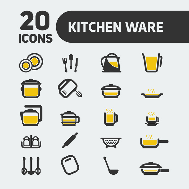 Web icon set. 20 icons Kitchen ware - Vector, Image