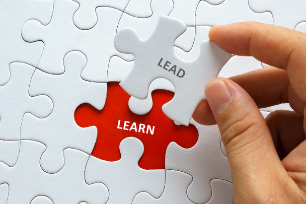 Кусок головоломки со словом LEAD LEARN
. - Фото, изображение