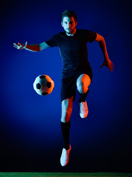 Piłka nożna gracz mężczyzna na białym tle - Zdjęcie, obraz
