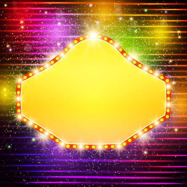 Сияющий фон со световым баннером ретро-казино
 - Вектор,изображение