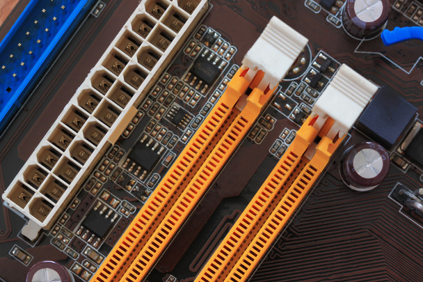 Socket elektronických komponent v Pc počítače mainboard. - Fotografie, Obrázek