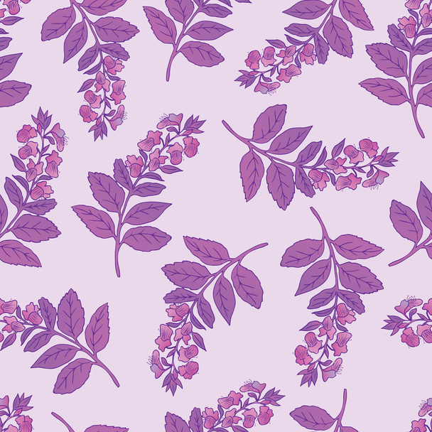 紫バジルとシームレスなパターン - ベクター画像