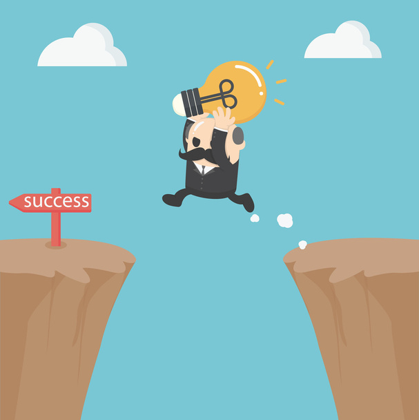 Бізнесмен стрибає через скелю, Великий бос
 - Вектор, зображення