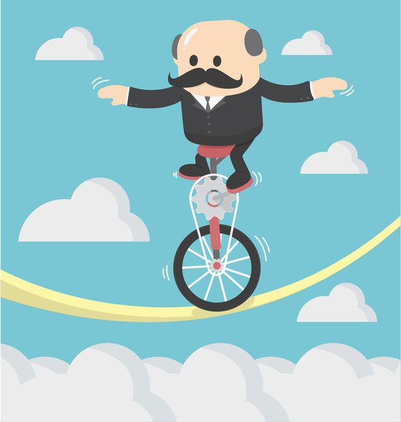 Бізнесмен Велоспорт балансування на мотузці
 - Вектор, зображення