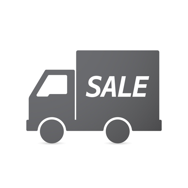 Geïsoleerde vrachtwagen icoon met de tekst verkoop - Vector, afbeelding