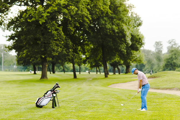 Человек играет в гольф
 - Фото, изображение