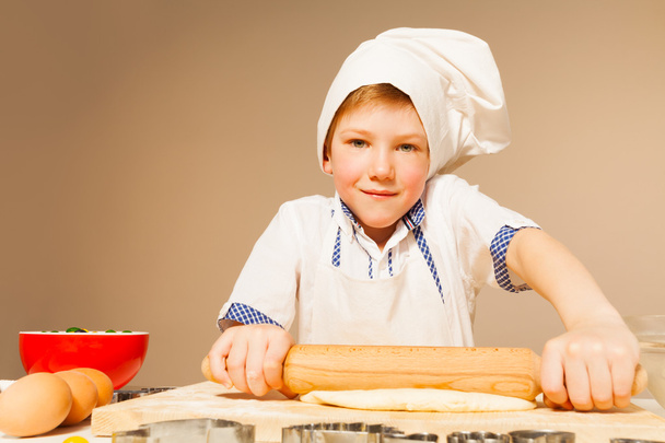 boy in baker's uniform - 写真・画像