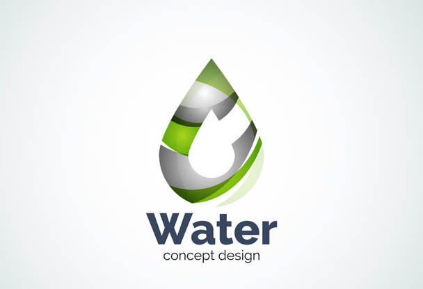 Abstracte business bedrijf waterdruppel logo sjabloon, behoud milieu natuur concept - Vector, afbeelding