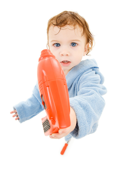 Baby boy with toy drill - Foto, imagen